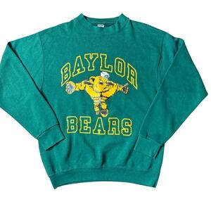 Vintage Soffe Baylor Bears Sweatshirt XL Green Made in USA Sailor Hat Mascot